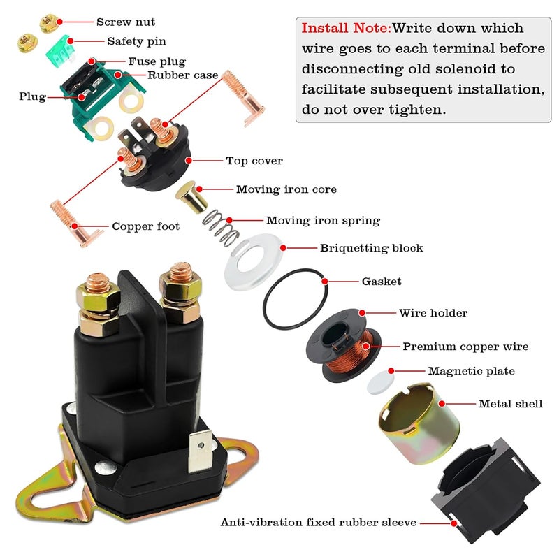 FBLOWMOD 435-700 Starter Solenoid Relay for Lawn Mower, 12V Relay Switch, Fit for Husqvarna & Trombetta & John Deere & MTD, Replace 539101714, 812-1221-211, 854-1221-210, 93265-9, 93265WR, 93265-WR - Image 5